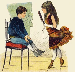 ダンサー。ABC indechirable on varnished canvas」のエングレーヴィング。A.カペンドゥ、編集者、パリ、19世紀後半。子供の本屋さんのイラスト入り。8ページ。ディム：21,5x18cm 。