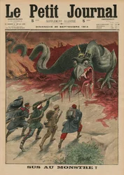怪物に死を、『ル・プティ・ジュルナル』挿絵付別冊の表紙挿絵、1914年9月20日