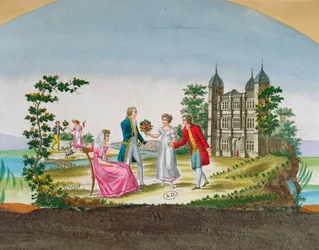 ファン装飾のデザイン。 1830年頃