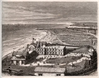 Dieppe - Normandie - V.A. Malt-Brownによる "La France illustree: geographie, histoire, administration statistique "の中の彫刻。1884