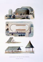 1826年、リキリキビレッジ、ニューアイルランドの住居