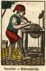 Emouleur（砥石で物を研ぐこと）；工芸品のシリーズ、19世紀のエピナルのイメージ。