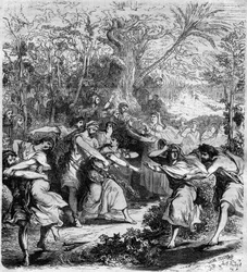 1078年から1081年までビザンチン帝国の皇帝であったニケフォルス3世ボタニアテス（1001-1081）は、幼い少年少女を誘拐させた。モーリス・ラシャトレ著「Histoire des Papes-Rois-Queen and Empereurs a travers les centuries」に掲載されている図版。