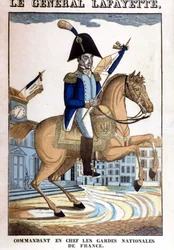 フランス国民衛兵総司令官ラ・ファイエット（ラファイエット）将軍の騎馬像
