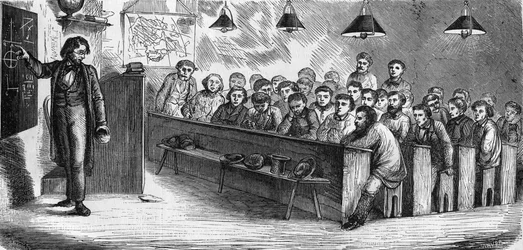 1858年、パリの公立成人学校の夜間クラス。