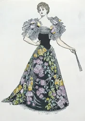 菊をモチーフにしたイブニングドレス、1894年