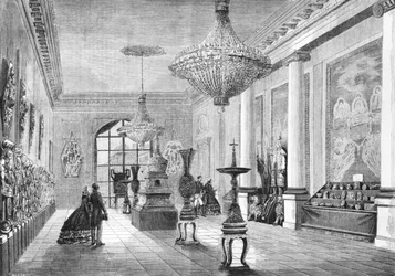 遠征軍によって天皇に与えられた中国の好奇心の展示、ルモンドイルストルのイラスト、1861年