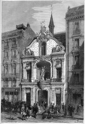 パリの新聞社「ル・フィガロ」のホテル（26, rue Drouot）の外観。1874年4月18日付「Le Monde Illustré」888号に掲載された版画。