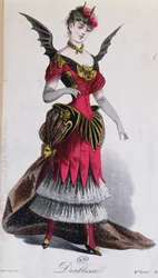 レオンサリュート作のLArt du Travestissement、1885年からの女性の悪魔のための仮装衣装