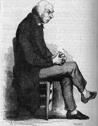ゴリオー神父19世紀半ばのエングレーヴィング。オノレ・ド・バルザック（1799-1850）の『ゴリオ神父』の挿絵。