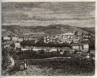 Figeac - Midi-Pyrenees地方のLot - V.A. Malt-Brownの "La France illustree: geography, history, statistical administration "に掲載された彫刻。1884