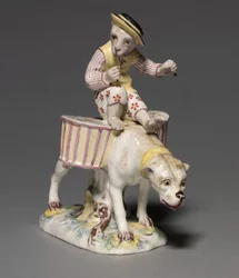 犬の猿の図、メーカー、メネシー・ヴィレロイ工場、フランス、c.1760