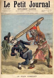 第一次イタリア・エチオピア戦争 - フランチェスコ・クリスピ（1818-1901）の風刺画とエチオピアのマカレ包囲でのイタリア侵攻軍の敗北 - 1896年9月2日付の「Le Petit Journal」に掲載（彫刻
