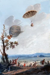 1797年10月22日、パリのモンソー公園でパラシュートで降下した最初の男、1797年