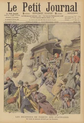 アメリカの森林火災（カラーリトグラフ）