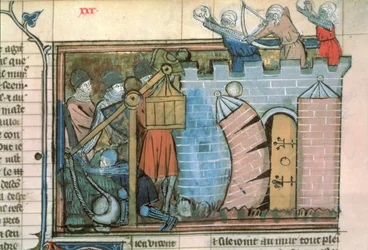 Fr 22495 fol.30ルロマンデゴデフロワドブイヨンからの十字軍の町への攻撃