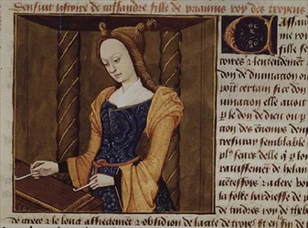 Fr 599 f.29ツィター奏者のカサンドラ、 `Des Cleres et Nobles Femmes