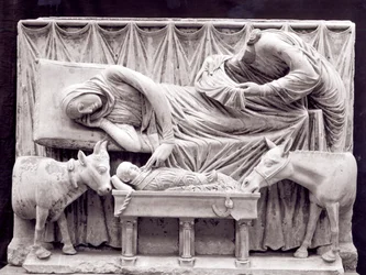 クリプトからのキリスト降誕を描いたルードスクリーンの断片