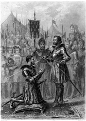 マリニャンの戦い（1515年）後の武装した騎士フランソワ1世。19世紀（エングレーヴィング）