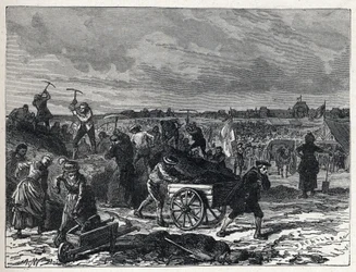 フランス革命：1790年の「連邦の祭り」に向けて、パリのシャンデ・マルス（Champs-de-Mars）で行われた工事。