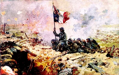 1916年のソンムの戦い中のフランス兵（絵）