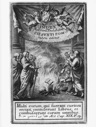 1786年の自動ダフェを描いた本の口絵Prohibitorumインデックス