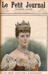 フランスの新聞の一面 イギリス王妃アレクサンドラ（1844-1925）エドワード2世の妻 「Le Petit Journal」2月24日号