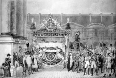 1824年9月に行われたフランス王ルイ18世（1755-1824）の葬儀（エングレーヴィング
