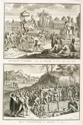 葬儀と領主の死後の埋葬方法、ペルーでのバーナードピカート（1673-1733）1722による宗教的儀式と税関のイラスト