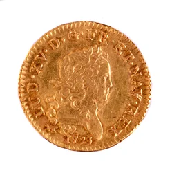 黄金のフレンチ・ルイ、ルイ15世（1715-1774）の時代 1723年 直径2.3cm ナポリ、アルケオロジコ美術館