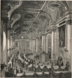 パリの国会議事堂の大広間 - エドモンド・テクシエの「パリの表」に掲載された版画（1852年