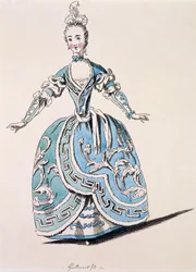 スカンデベグ合唱のためのギリシャ衣装、A。ギヨーモットフィルスによる複製、1763年（手描きの彫刻）