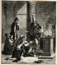 Guebres (or Zoroastrian) - Adorateurs du feu - - Alexis Clercの "Sciences à la potee de tous - physics et chimie populaires "に掲載されたエングレーヴィング。19世紀後半個人蔵。
