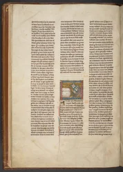 「Estoire del Saint Graal、La Queste del Saint Graal、Morte Artu」の机で書いている隠者、c.1315-25（羊皮紙のインク）