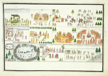 1774年に公開された、ジェンティルアルバムからのダセラ、ディワリ、ホーリーを含むヒンズー教の祭り