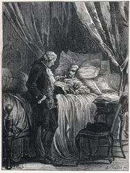 ミラボー伯爵（1749-1791）のオノレ・ガブリエル（Honore-Gabriel）・リケティは、1791年に主治医のジョルジュ・カバニ（1757-1808）とともに臨終を迎えた。