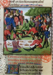 Gaston Phebus de Foix（1331-91）によるLivre de la Chasseからの狩猟ランチ