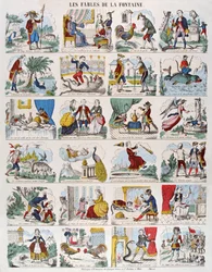 ジャン・デ・ラ・フォンテーヌ（1621-95）による寓話のイラストimagerie Gangel and P. Didion in Metz（color engraving）