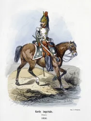 帝国軍。1856年のドラゴン-A.バルビエ著「軍隊の歴史」より