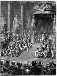 元老院での皇帝会議：1805年のイタリア新王国の憲法についてのナポレオンの演説-アドルフ・ティエールの「領事の歴史と付随する帝国の歴史」に収録-1879年-個人蔵