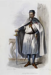 テンプル騎士団の最後の大幹部ジャック・ドゥ・モライ（またはモライ）（1243-1314年） - "Le Plutarque francais", ed. Mennechet.Mennechet
