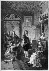 ジェームズ・スコット（ジェームズ・クロフツ、ジェームズ・フィッツロイ）、モンマスおよびブークルー公（1649-1685） ジェームズ2世の前で命乞いをする（ジャック・スチュアート