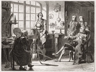 ジェームズ・ワット（1769年に蒸気機関を発明）のグラスコウの店にて。