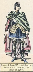 ジョン・ザ・グッド、第51代フランス王、1350年に即位、1364年に死去（彩色済み彫刻