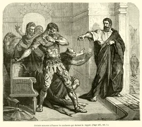 ジェレミーはファスールに自分に降りかかるべき不幸を伝える（彫刻