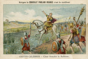 紀元前49年、ルビコン川を渡るジュリアスシーザー