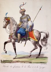 ペルシャとグルジアの国境のクルド人戦士（19世紀後半