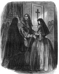 フランス王ルイ14世（1638-1715）とルイーズ・フランソワーズ・ド・ラ・ヴァリエール（1644 - 1710）。19世紀のエングレーヴィング。