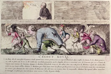 1791年6月21日のフランス王室のヴァレンヌへの飛行のLEgout Royal風刺画