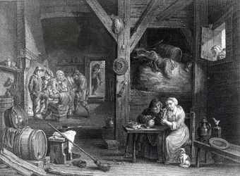 La Fumeuse、David Teniers the Younger後のJean Baptiste Patasによる印刷、1786-1808